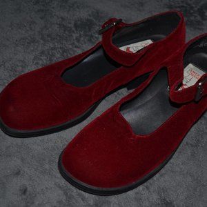 vintage american eagle red velvet mary janes